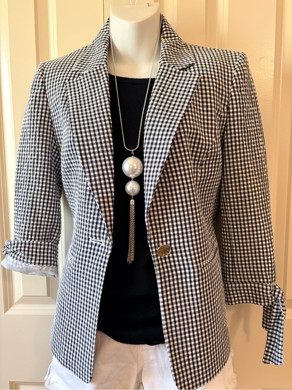 Black & White Gingham Women's Blazer, size s